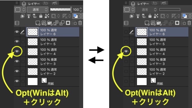 レイヤー一括非表示