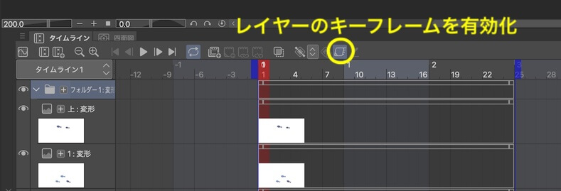 レイヤーのキーフレームを有効化